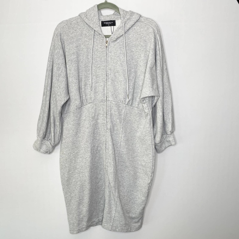 Rebdolls Light Gray Hooded Mini Dress
